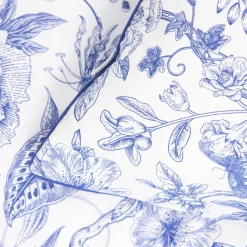 HOMLA Pościel Miriel Bawelniana W Kwiaty Z Niebieska Lamowka 160X200 + 2*50X60 Cm