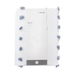 HOMLA Pościel Nivell Z Mikrofibry Z Niebieskimi Pomponami 160X200 Cm