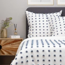 HOMLA Pościel Nivell Z Mikrofibry Z Niebieskimi Pomponami 200X220 Cm