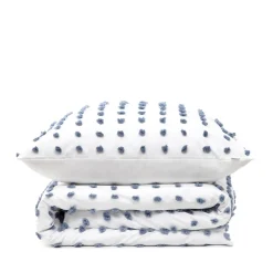 HOMLA Pościel Nivell Z Mikrofibry Z Niebieskimi Pomponami 200X220 Cm