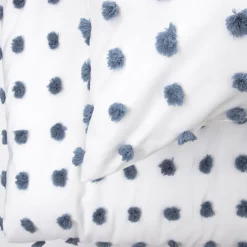 HOMLA Pościel Nivell Z Mikrofibry Z Niebieskimi Pomponami 200X220 Cm