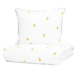 HOMLA Pościel Orangie Bawelniana W Pomarancze Z Zielona Lamowka 140X200 Cm + 1*50X60 Cm