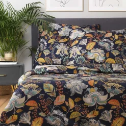 HOMLA Pościel Otamo Z Mikrofibry W Liscie I Kwiaty 200X220 Cm