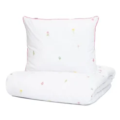 HOMLA Pościel Sadie Bawelniana W Kwiatki Z Rozowa Lamowka 160X200 + 2*50X60 Cm