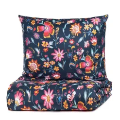 HOMLA Pościel Vabel Z Mikrofibry Granatowa W Liscie I Kwiaty 200X220 Cm