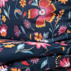 HOMLA Pościel Vabel Z Mikrofibry Granatowa W Liscie I Kwiaty 160X200 Cm