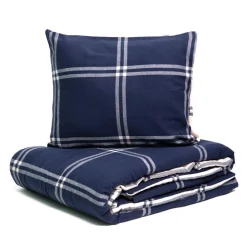 HOMLA Pościel Vella Flanelowa Niebiesko-Bezowa W Krate 200X220 Cm + 2 X 50X60 Cm