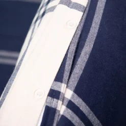 HOMLA Pościel Vella Flanelowa Niebiesko-Bezowa W Krate 200X220 Cm + 2 X 50X60 Cm