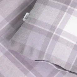 HOMLA Pościel Vella Flanelowa W Szara Krate 160X200 Cm + 1 X 50X60 Cm