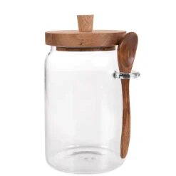 HOMLA Pojemnik Carlos Szklany Z Akacjowa Lyzeczka 0,9 L