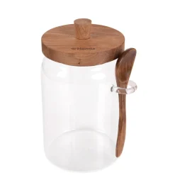 HOMLA Pojemnik Carlos Szklany Z Akacjowa Lyzeczka 0,9 L