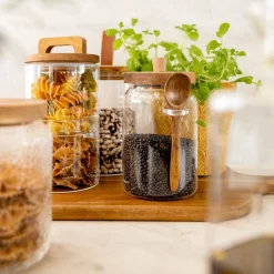 HOMLA Pojemnik Carlos Szklany Z Akacjowa Lyzeczka 0,9 L