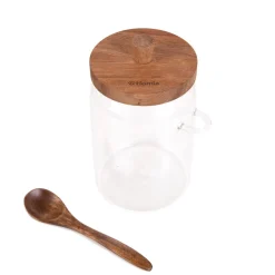 HOMLA Pojemnik Carlos Szklany Z Akacjowa Lyzeczka 0,9 L