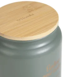 HOMLA Pojemnik Escille Metalowy Z Drewnina Pokrywka 14X9 Cm