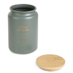 HOMLA Pojemnik Escille Metalowy Z Drewnina Pokrywka 14X9 Cm