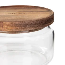 HOMLA Pojemnik Gabin Szklany Z Akacjowym Wieczkiem 0,7 L