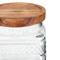 HOMLA Pojemnik Moladri Kwadratowy Z Akacjowa Przykrywka 1 L