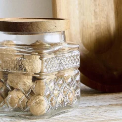 HOMLA Pojemnik Moladri Kwadratowy Z Akacjowa Przykrywka 1 L