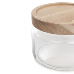 HOMLA Pojemnik Nesta Na Waciki Z Bambusowa Pokrywka 10X10X7,5Cm