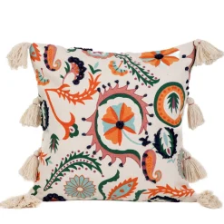 HOMLA Poszewka Archa W Kolorowy Wzor Z Fredzlami 45X45 Cm