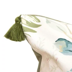 HOMLA Poszewka Lempi W Liscie Oliwkowa Z Fredzlami 45X45 Cm