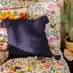 HOMLA Poszewka Morris Z Fredzlami Granatowa 45X45 Cm