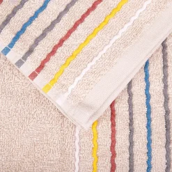 HOMLA Ręcznik Mikasa Bezowy Z Kolorowymi Paskami 50X90Cm