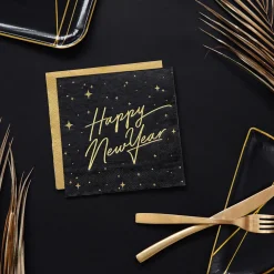 PARTYDECO Serwetki New Year Papierowe Czarne 20 Szt. 16,5X16,5 Cm