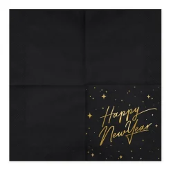 PARTYDECO Serwetki New Year Papierowe Czarne 20 Szt. 16,5X16,5 Cm