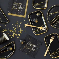 PARTYDECO Serwetki New Year Papierowe Czarne 20 Szt. 16,5X16,5 Cm