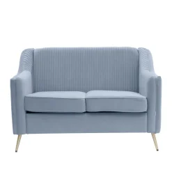 HOMLA Sofa Avant Sofa 2-Osobowa, Welurowa Szara 127X82X81.5 Cm