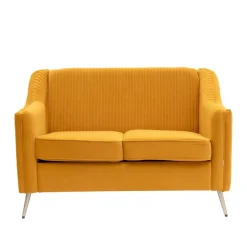 HOMLA Sofa Avant Sofa 2-Osobowa, Welurowa Musztardowa 127X82X81.5 Cm