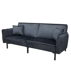HOMLA Sofa Canto 3-Osobowa, Z Funkcja Spania, Welurowa Czarna 199X90X85 Cm