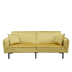 HOMLA Sofa Canto 3-Osobowa, Z Funkcja Spania, Welurowa Musztardowa 199X90X85 Cm