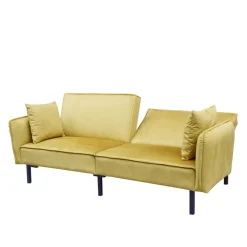 HOMLA Sofa Canto 3-Osobowa, Z Funkcja Spania, Welurowa Musztardowa 199X90X85 Cm