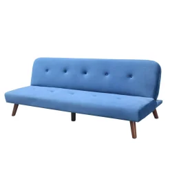 HOMLA Sofa Rinko Sofa 3-Osobowa, Z Funkcja Spania, Welurowa Granatowa 195X81X74 Cm
