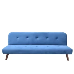 HOMLA Sofa Rinko Sofa 3-Osobowa, Z Funkcja Spania, Welurowa Granatowa 195X81X74 Cm