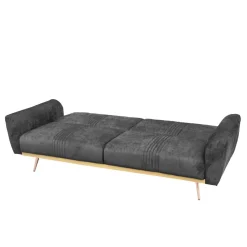 HOMLA Sofa Samtige 3-Osobowa, Z Funkcja Spania, Czarna 212X84X86.5 Cm