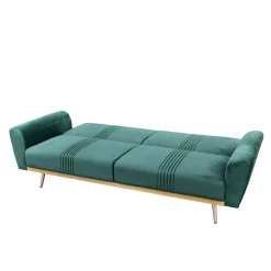 HOMLA Sofa Samtige 3-Osobowa, Z Funkcja Spania, Welurowa Zielona 212X84X86.5 Cm