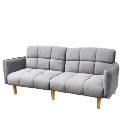 HOMLA Sofa Sonus 3-Osobowa, Z Funkcja Spania, Welurowa Musztardowa 195X91X83 Cm