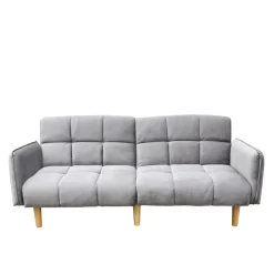 HOMLA Sofa Sonus 3-Osobowa, Z Funkcja Spania, Welurowa Musztardowa 195X91X83 Cm