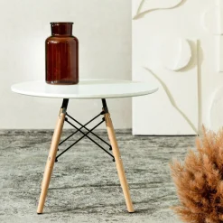 HOMLA Stol Tavolo Naturalny Z Bialym Blatem 80X72Cm