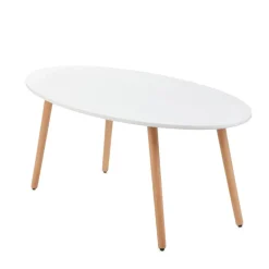 HOMLA Stol Travesa Naturalny Z Bialym Blatem 110X60X45Cm