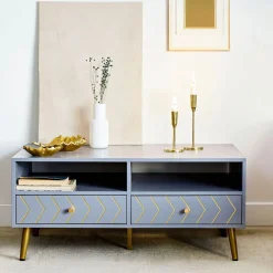 HOMLA Stolik Kawowy Bodo Grafitowy Z Metalowymi Nogami 100X50X45 Cm