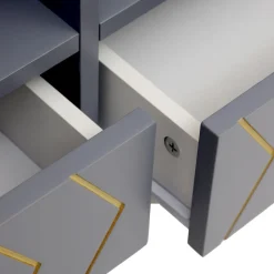 HOMLA Stolik Kawowy Bodo Grafitowy Z Metalowymi Nogami 100X50X45 Cm