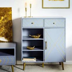 HOMLA Stolik Kawowy Bodo Grafitowy Z Metalowymi Nogami 100X50X45 Cm