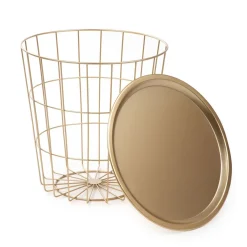 HOMLA Stolik Scandi Zloty Z Czarnym Blatem 43X43X43 Cm