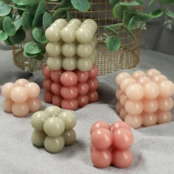 HOMLA Swieca Bubble Bezowa 6X6X6 Cm