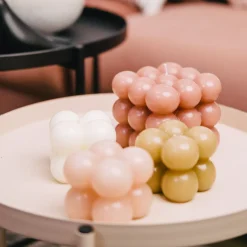 HOMLA Swieca Bubble Bezowa 6X6X6 Cm