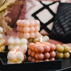 HOMLA Swieca Bubble Bezowa 6X6X6 Cm